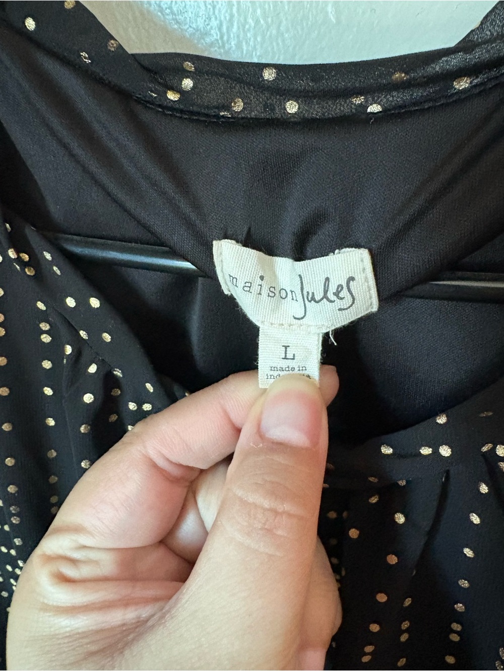 Maison Jules Black Sleeveless Mini Dress with Gold Dot Print - Picture 2 of 2